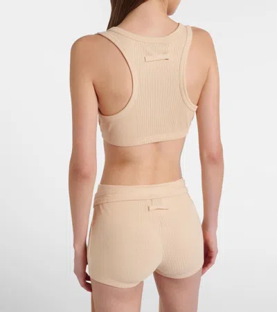 Jean Paul Gaultier Ribbed-knit Cotton Bra Top In Multi