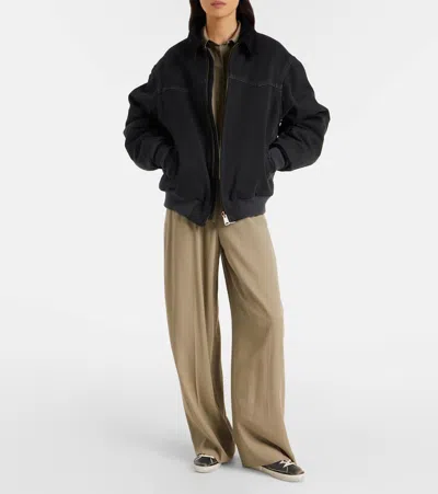 Golden Goose Super-star Shearling-trimmed Leather Sneakers In Black