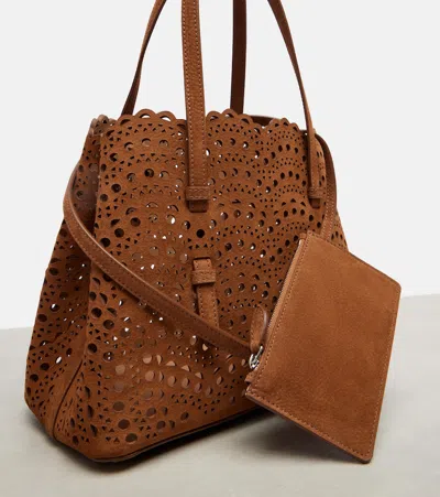 Alaïa Mina 25 Vienne Wave Leather Tote Bag In Brown