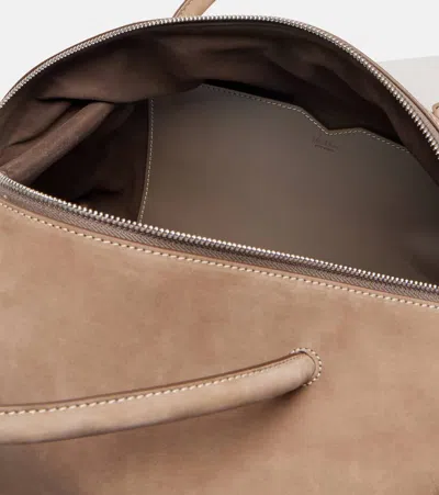 Max Mara Holdall Medium Suede Tote Bag In Brown
