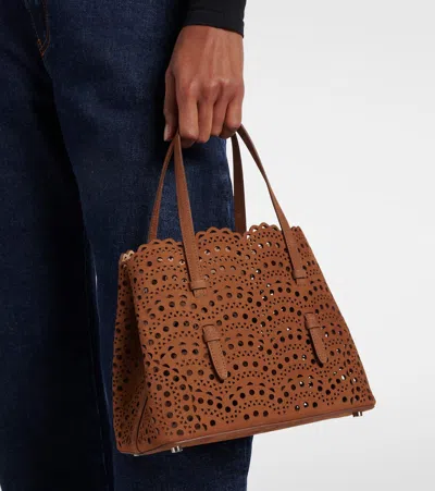 Alaïa Mina 25 Vienne Wave Leather Tote Bag In Brown
