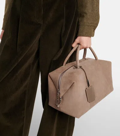 Max Mara Holdall Medium Suede Tote Bag In Brown