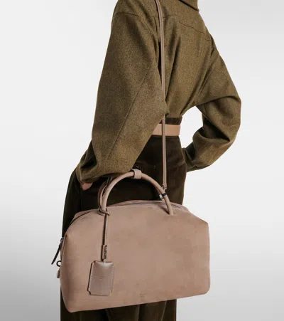 Max Mara Holdall Medium Suede Tote Bag In Brown