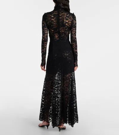 Rabanne Lace-edged Midi Skirt With High Waist And Decorative Buttons In Black