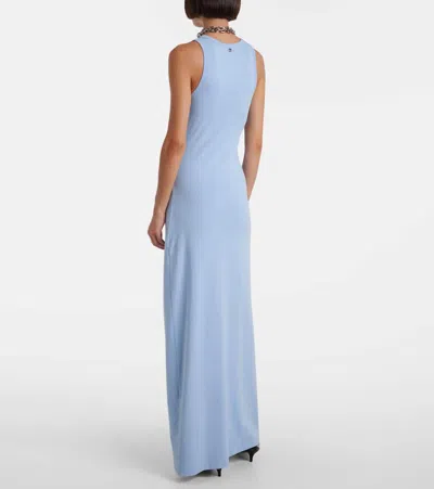 Rabanne Cutout Cotton-blend Maxi Dress In Blue