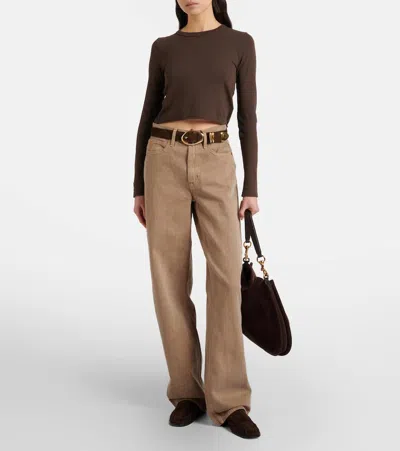 Slvrlake Baby Cropped Cotton Jersey T-shirt In Brown