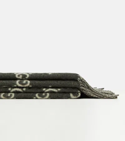 Gucci Gg Wool And Cashmere Blanket In Green