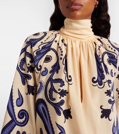 Johanna Ortiz Paisley Silk Blouse In White