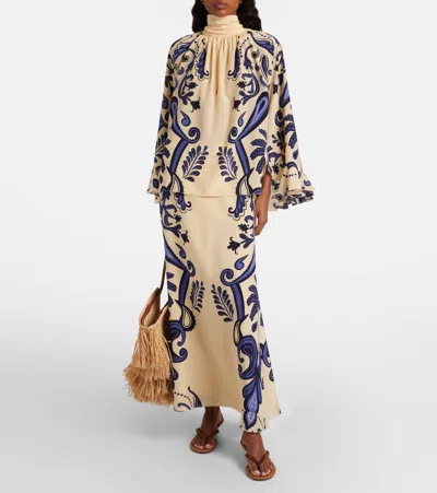 Johanna Ortiz Paisley Silk Blouse In White