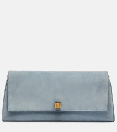 Khaite Audrey Suede Clutch In Blue