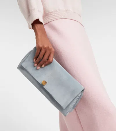Khaite Audrey Suede Clutch In Blue