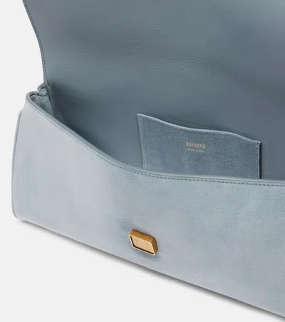 Khaite Audrey Suede Clutch In Blue