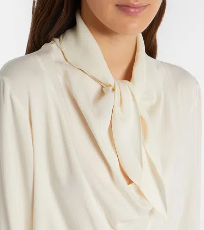 Max Mara Tie-detailed Silk Crepe De Chine Blouse In Multi