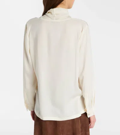 Max Mara Tie-detailed Silk Crepe De Chine Blouse In Multi
