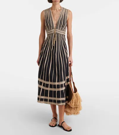 Ulla Johnson Palermo Cotton Poplin Midi Dress In Brown