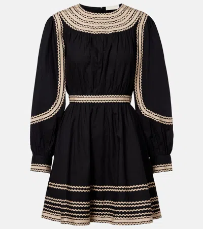 Ulla Johnson Fiora Cotton Poplin Minidress In Black