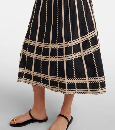 Ulla Johnson Palermo Cotton Poplin Midi Dress In Brown