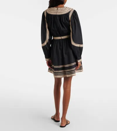 Ulla Johnson Fiora Cotton Poplin Minidress In Black
