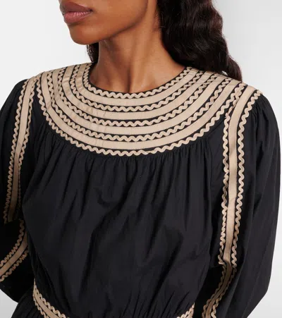 Ulla Johnson Fiora Cotton Poplin Minidress In Black