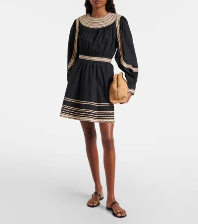 Ulla Johnson Fiora Cotton Poplin Minidress In Black