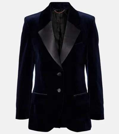 Victoria Beckham Cotton-blend Velvet Blazer In Blue