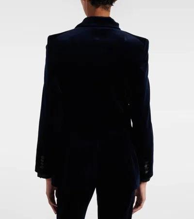 Victoria Beckham Cotton-blend Velvet Blazer In Blue