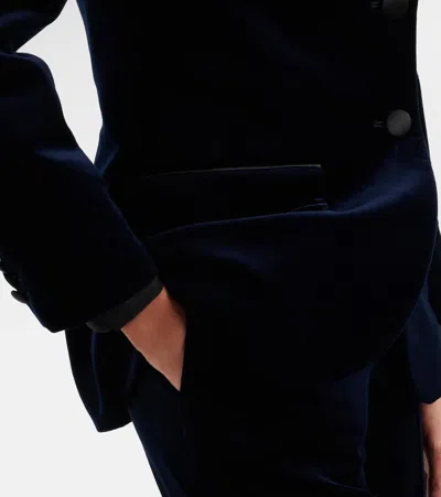 Victoria Beckham Cotton-blend Velvet Blazer In Blue