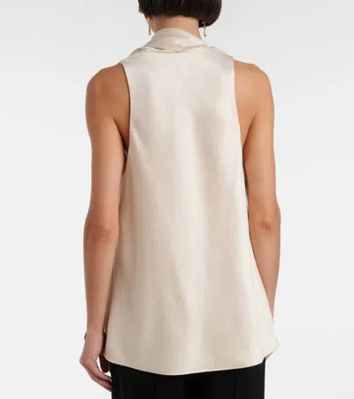Vince Sleeveless Scarf Satin Top In Neutral