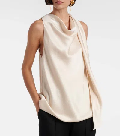 Vince Sleeveless Scarf Satin Top In Neutral