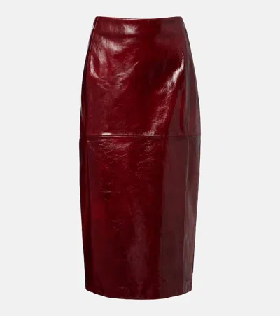 Sportmax Leather Pencil Skirt In Red