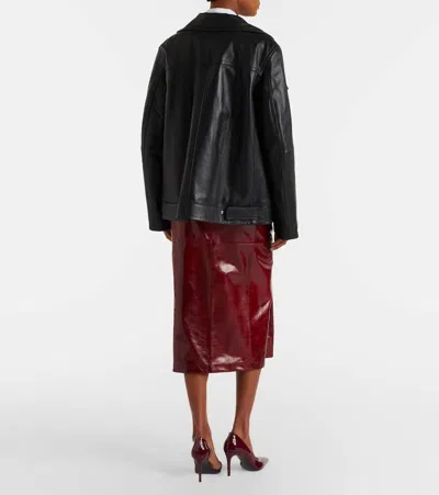 Sportmax Leather Pencil Skirt In Red