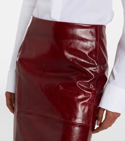 Sportmax Leather Pencil Skirt In Red