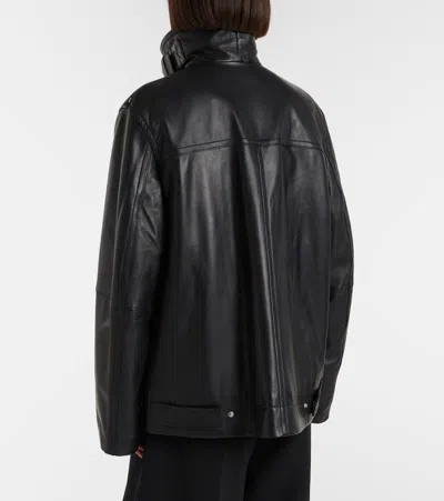 Sportmax Oversized Leather Jacket In Black
