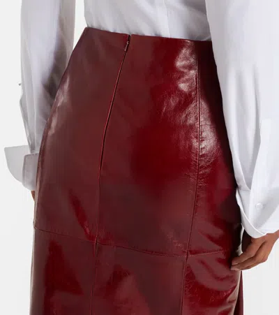 Sportmax Leather Pencil Skirt In Red