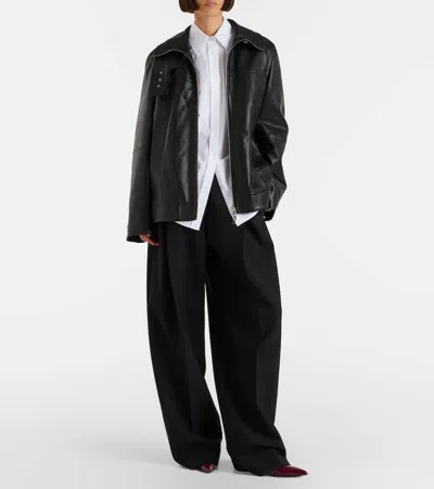Sportmax Oversized Leather Jacket In Black