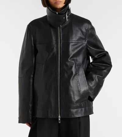 Sportmax Oversized Leather Jacket In Black