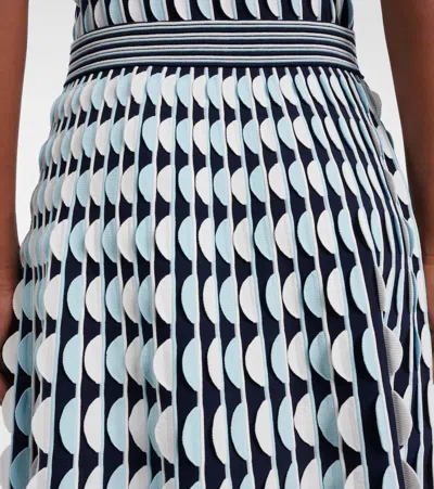 Simkhai Micah Knitted Scalloped Midi Skirt In Blue