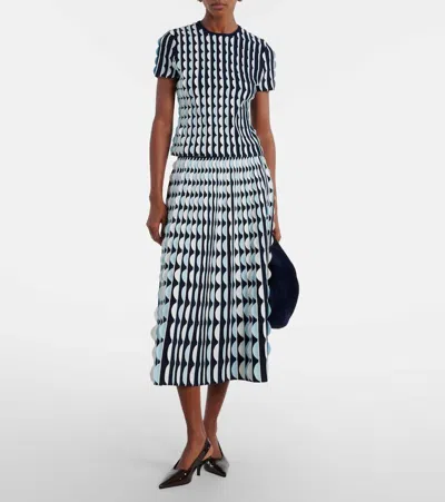 Simkhai Micah Knitted Scalloped Midi Skirt In Blue