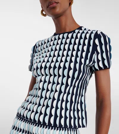 Simkhai Kendra Knitted Scalloped Top In Blue