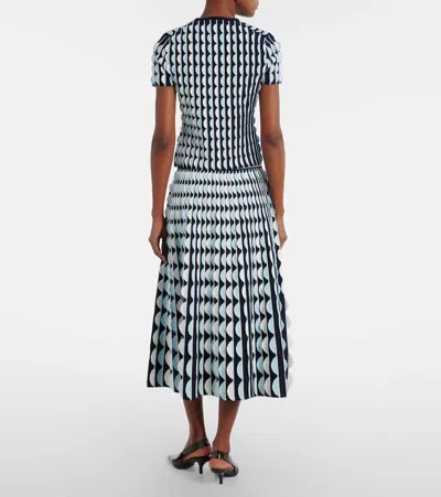 Simkhai Micah Knitted Scalloped Midi Skirt In Blue