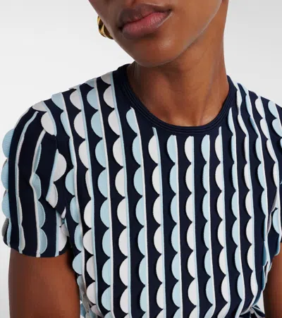 Simkhai Kendra Knitted Scalloped Top In Blue