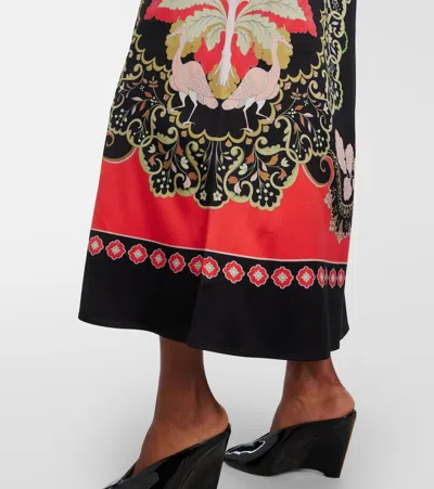La Doublej Icon Clingy Swing Floral-print Stretch-satin Maxi Dress In Black