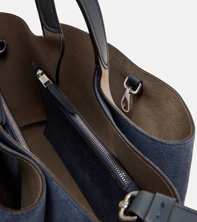 Tod's Apa Small Suede Tote Bag In Blue