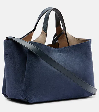 Tod's Apa Small Suede Tote Bag In Blue