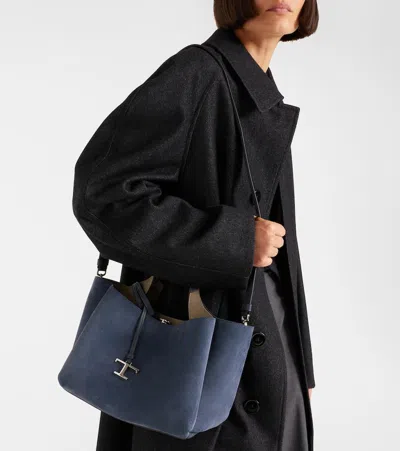 Tod's Apa Small Suede Tote Bag In Blue