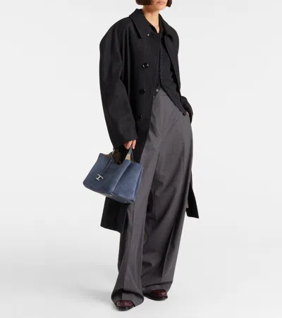Tod's Apa Small Suede Tote Bag In Blue