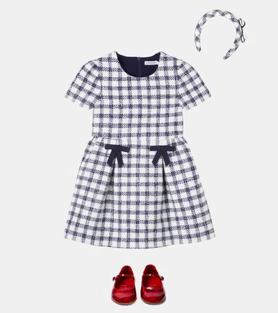Self-portrait Girls' Check Boucle Dress - Little Kid, Big Kid In Blue