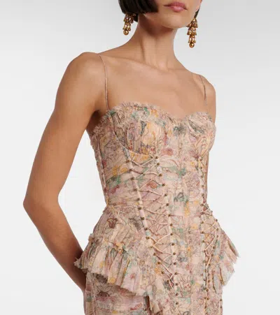 Zimmermann Rebellion Floral Silk Midi Dress In Neutral