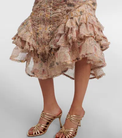 Zimmermann Rebellion Floral Silk Midi Dress In Neutral