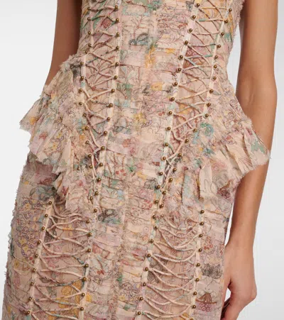 Zimmermann Rebellion Floral Silk Midi Dress In Neutral